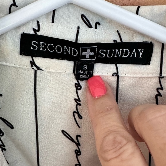 Second Sunday Button Down Blouse White w/Black I Love You Sz S Whimsigoth - Picture 3 of 10